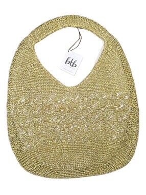 $168 BTB LOS ANGELES Gold Metallic Woven Tote Hobo